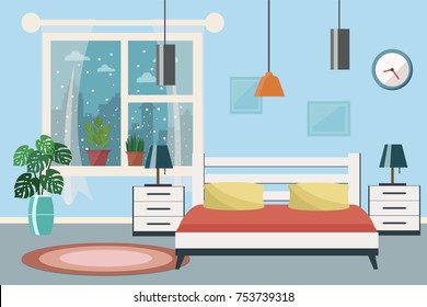 Bedroom Vector flat illustration
