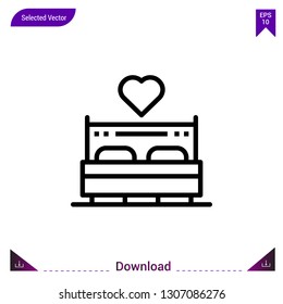 bedroom vector icon. Best modern, simple, isolated, flat icon for website design or mobile applications, UI / UX design vector format
