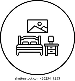 Schlafzimmer, Vektorsymbol. Kann für Druck-, Mobil- und Web-Anwendungen verwendet werden.