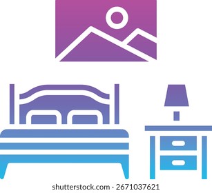 Schlafzimmer, Vektorsymbol. Kann für Druck-, Mobil- und Web-Anwendungen verwendet werden.