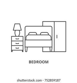 Bedroom vector icon, line style
