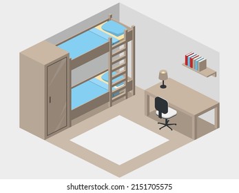 Ilustración vectorial de dormitorio. interior de dormitorio