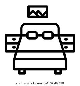 Diseño de iconos de línea de Vector de dormitorio