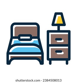 Bedroom Vector Thick Line Filled Dark Colors Icons For Personal And Commercial Use.
