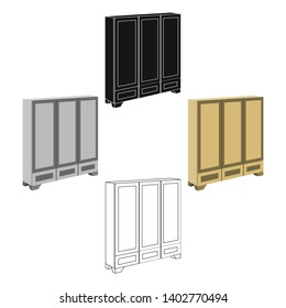 Bedroom wardrobe for clothing.Bedroom furniture for clothes.Bedroom furniture single icon in cartoon,black style vector symbol stock illustration.