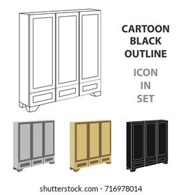 Bedroom wardrobe for clothing.Bedroom furniture for clothes.Bedroom furniture single icon in cartoon style vector symbol stock illustration.