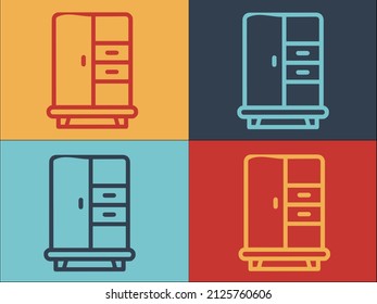 Bedroom Wardrobe Logo Template, Simple Flat Icon of home,design,modern