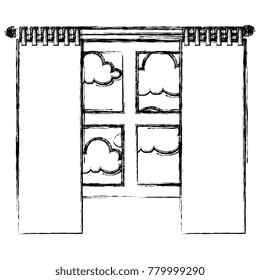 bedroom windows day isolated icon
