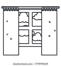 bedroom windows day isolated icon