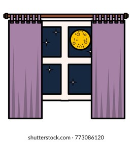bedroom windows night isolated icon