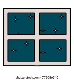 bedroom windows night isolated icon
