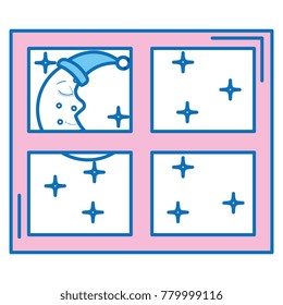 bedroom windows night isolated icon