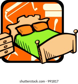 Dormitorio.Colores Pantone.Ilustración vectorial