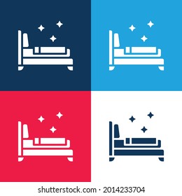 Beds blue and red four color minimal icon set