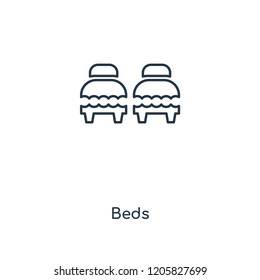 Beds concept line icon. Linear Beds concept outline symbol design. This simple element illustration can be used for web and mobile UI/UX.