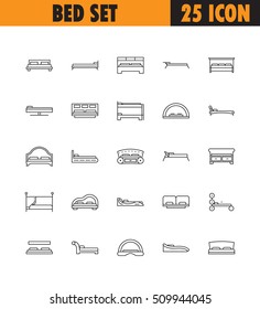 Beds line icon set. Collection of high quality pictograms of home's furniture. Outline vector symbols for design website or mobile app. Thin line signs of bed for logo, visit card, etc.