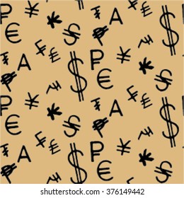 Bedsheets with money signs, blanketseamless pattern