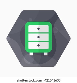 Bedside cabinets icon , Vector flat long shadow design.