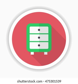 Bedside cabinets icon , Vector flat long shadow design.