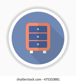 Bedside cabinets icon , Vector flat long shadow design.