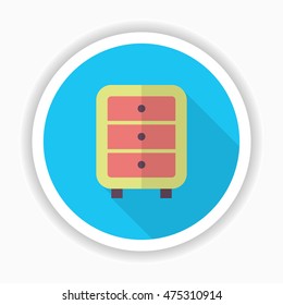 Bedside cabinets icon , Vector flat long shadow design.