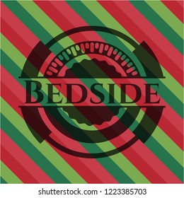 Bedside christmas emblem background.