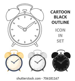 Bedside clock icon in cartoon style isolated on white background. Sleep and rest symbol stock vector illustration.