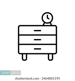 Icono de Vector de despertador. Cartel en el cajón. Símbolo gráfico para muebles, diseño de Sitio web y App, logotipo, App, UI