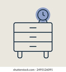 Icono de Vector de despertador. Cartel en el cajón. Símbolo gráfico para muebles, diseño de Sitio web y App, logotipo, App, UI