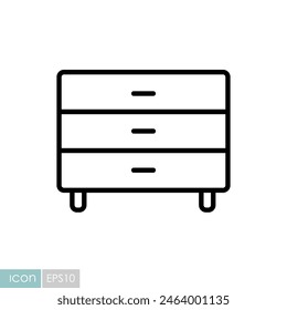 Icono de Vector de tocador. Cartel en el cajón. Símbolo gráfico para muebles, diseño de Sitio web y App, logotipo, App, UI