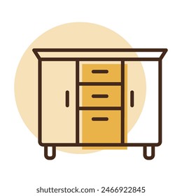 Bedside dresser vector icon. Chest of drawer sign. Graph symbol for furniture, web site and apps design, logo, app, UI