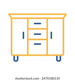 Bedside dresser vector icon. Chest of drawer sign. Graph symbol for furniture, web site and apps design, logo, app, UI