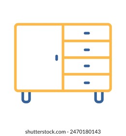 Bedside dresser vector icon. Chest of drawer sign. Graph symbol for furniture, web site and apps design, logo, app, UI