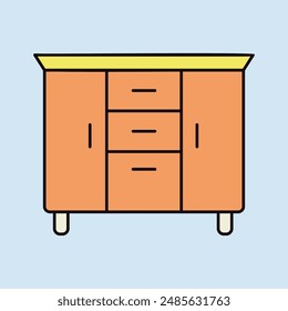 Icono de Vector de tocador. Cartel en el cajón. Símbolo gráfico para muebles, diseño de Sitio web y App, logotipo, App, UI
