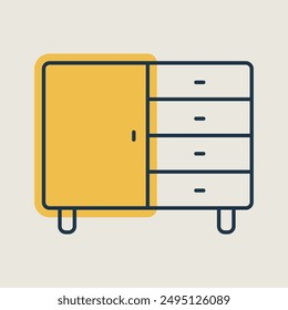 Bedside dresser vector icon. Chest of drawer sign. Graph symbol for furniture, web site and apps design, logo, app, UI