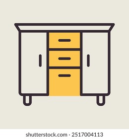 Ícone vetorial de camisola de cabeceira. Sinal do peito da gaveta. Símbolo gráfico para mobiliário, web site e design de aplicativos, logotipo, aplicativo, UI