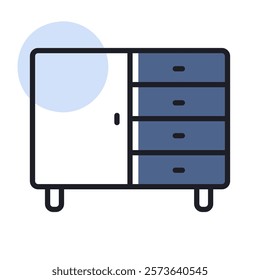 Bedside dresser vector icon. Chest of drawer sign. Graph symbol for furniture, web site and apps design, logo, app, UI