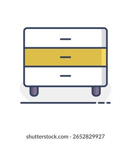 Ícone vetorial de camisola de cabeceira. Sinal do peito da gaveta. Símbolo gráfico para mobiliário, web site e design de aplicativos, logotipo, aplicativo, UI