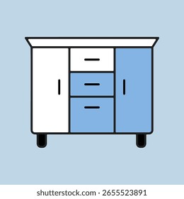 Icono de Vector de tocador de noche. Letrero del cajón. Símbolo del gráfico para el diseño de los muebles, del Sitio web y de los App, logotipo, App, UI