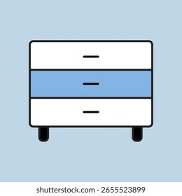 Bedside dresser vector icon. Chest of drawer sign. Graph symbol for furniture, web site and apps design, logo, app, UI