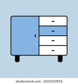 Bedside dresser vector icon. Chest of drawer sign. Graph symbol for furniture, web site and apps design, logo, app, UI