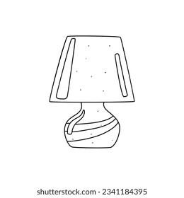 Bedside lamp doodle line icon isolated on white background vector graphics