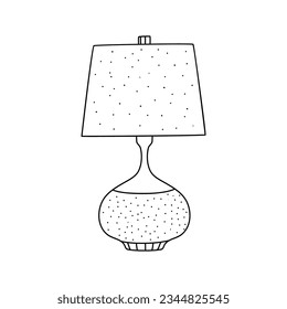 Bedside lamp doodle line icon isolated on white background vector graphics