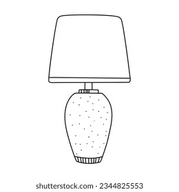 Bedside lamp doodle line icon isolated on white background vector graphics