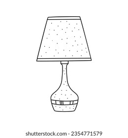 Bedside lamp doodle line icon isolated on white background vector graphics