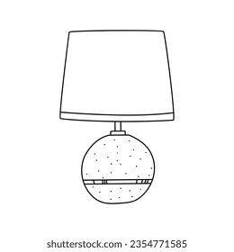 Bedside lamp doodle line icon isolated on white background vector graphics