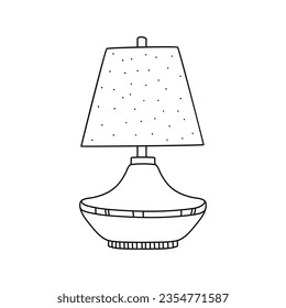 Bedside lamp doodle line icon isolated on white background vector graphics