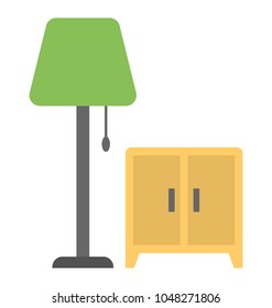 
A bedside lamp with filing cabinet 
