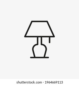 Bedside Lamp Icon. Bedroom Light, Table Lamp Symbol.