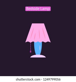 Bedside lamp icon logo sign in black color. Symbols of nightlights used for comfort at night vector illustration. Flat style design. Isolated on white background